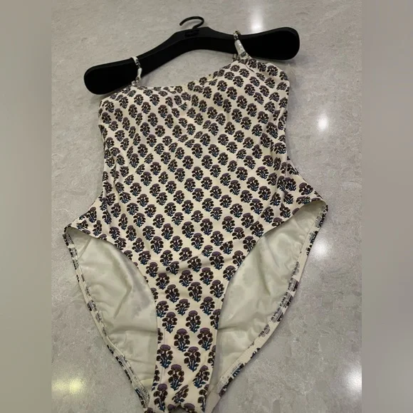 Tory Burch Floral Print One-Piece Swimsuit in Purple Bloom Size M - Picture 11 of 13